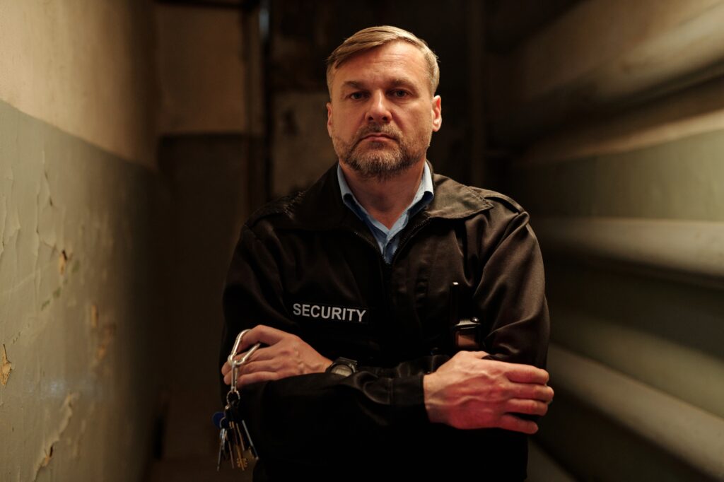 Male security guard with bunch of keys