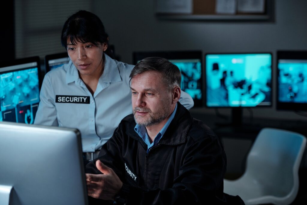 Security guards working in team